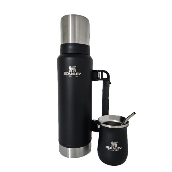 Kit de Mate Premium Kalpana - Termo, Mate y Bombilla color negro