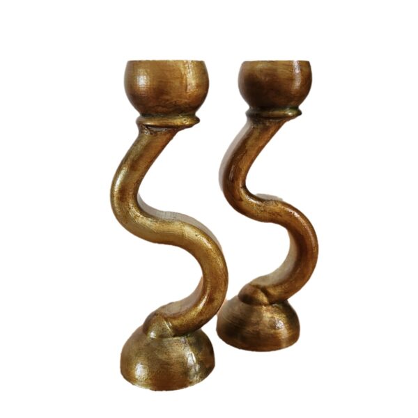 Juego De Candelabros Portavelas 3d Plástico Decorativos Simil Bronce