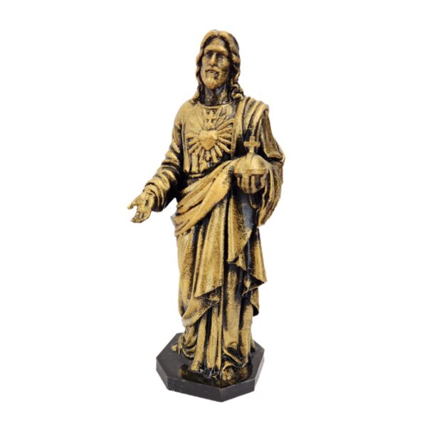 Estatuilla Jesús Sagrado Corazón En Impresión 3d Dorado Antiguo